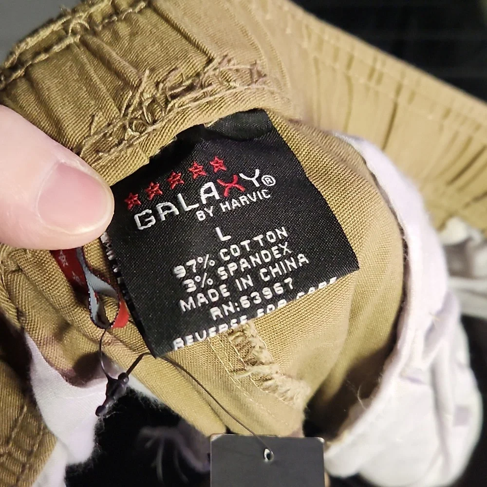 Men's Tan Drawstring Shorts - Picture 3 of 4